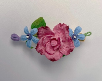 Pinzas para el cabello de micro crochet con forma de rosa y estrella azul, accesorios para el cabello de boda hechos a mano.
