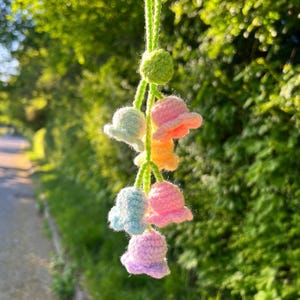 Crochet Lily of the Valley Keychain, Bag Charm, Car Mirror Hanging Decoration