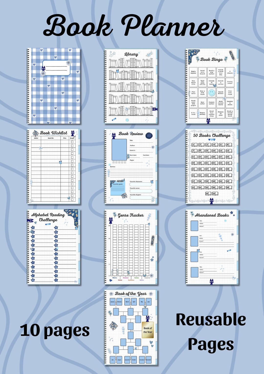 Book Planner Printable & Digital | Reading Tracker PDF | Book Journal ...