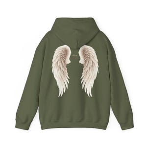 Sudadera con capucha de alas de ángel etéreas para mujer, sudadera con estampado celestial, sudadera con capucha de estética espiritual, regalo de jersey con alas boho, sudadera con capucha con estampado de ángel imagen 9