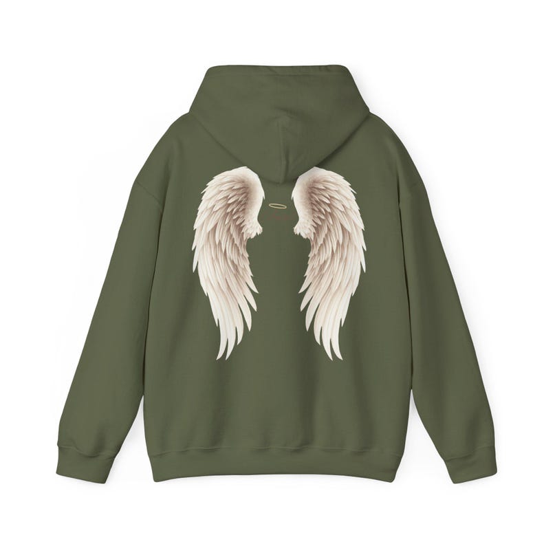 Sudadera con capucha de alas de ángel etéreas para mujer, sudadera con estampado celestial, sudadera con capucha de estética espiritual, regalo de jersey con alas boho, sudadera con capucha con estampado de ángel imagen 9