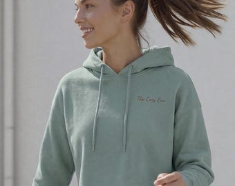 Sudadera corta con capucha para mujer, sudadera minimalista, sudadera corta estética, sudadera con capucha estampada bonita, jersey moderno para mujer, regalo para ella