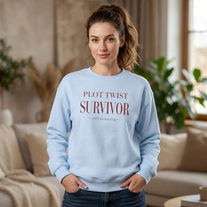 Plot Twist Survivor Sweatshirt, Book Lover Gift, Reading Sweatshirt, Reader Gift, BookTok Sweatshirt, Book Club Crewneck, Reading Crewneck