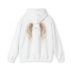 Sudadera con capucha de alas de ángel etéreas para mujer, sudadera con estampado celestial, sudadera con capucha de estética espiritual, regalo de jersey con alas boho, sudadera con capucha con estampado de ángel imagen 5