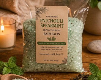 Sales de baño de aromaterapia con pachulí y menta verde