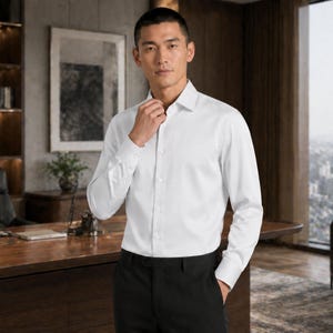 luxury corporate gifts mens dress shirt slim fit button down formal long sleeve custom tailored office shirt  anniversary gifts for him