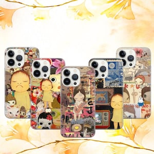 Peut inclure: Plusieurs coques de téléphone aux motifs artistiques et colorés. Chaque coque présente une illustration différente, comme des personnages de dessins animés, des motifs floraux et des timbres vintage. Conçues pour les smartphones modernes.