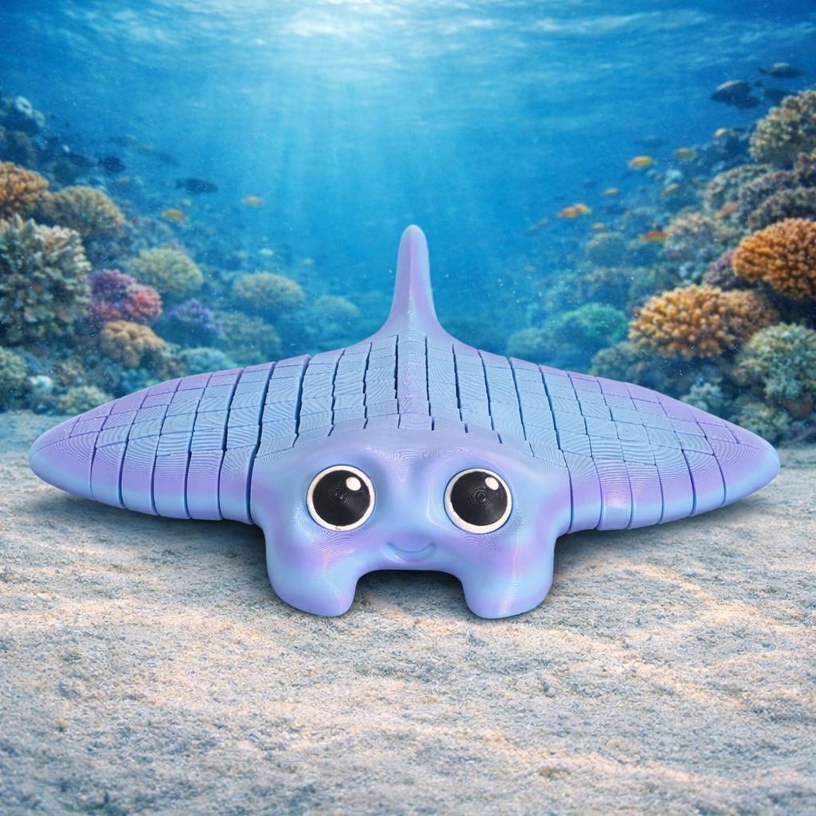 Ray Fidget Articulated 3D Printed Manta Ray Fidget Toy – Customizable Colors, Desk ...