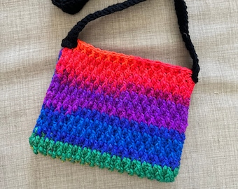 Rainbow Crochet Crossbody Bag | Crochet Handbag | Rainbow Crossbody Purse