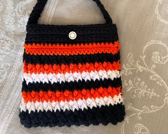 Cincinnati Bengals Colors Crochet Crossbody Bag | Crochet Handbag | Crossbody Purse | Crochet Bag