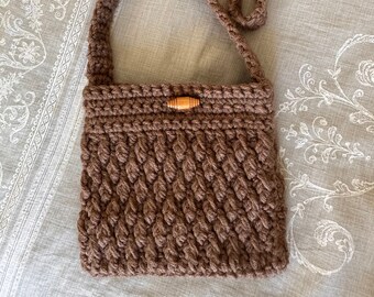 Crochet Crossbody Bag | Crochet Handbag | Brown Crochet Crossbody Purse | Crochet Bag