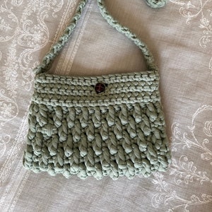 Crochet Crossbody Bag | Crochet Handbag | Sage Green Crochet Crossbody Purse | Crochet Bag