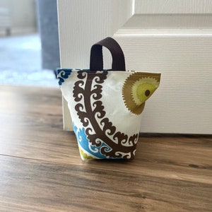 Door Stopper | Empty, You fill | Home Decor Fabric | Door Wedge | Fabric Door Stopper | Mill Creek Wolfram in Cabana | Decorative Fabric