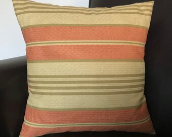 Single Pillow Cover 18x18 inch square - Robert Allen Nautica Harbor Stripe in Sienna, Home Decor Fabric, Accent Pillow Cover