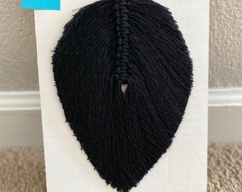 Macrame Feather | Black Macrame | Select a Size | Home Decor | Wall Decor | Macrame Wall Decor Feather