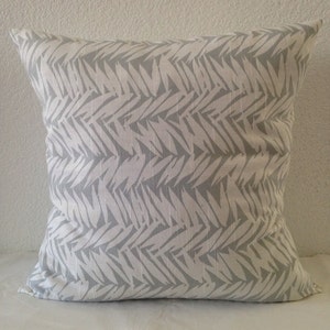Grey White Pillow Cover, Home Decor Pillow, Robert Allen Fabric Reed River in Sterling, 18&quot; Pillow Cover, Accent Pillow