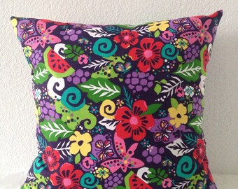 Multicolor Floral Decorative Pillow Covers, Throw PIllows, Single Pillow Cover 18x18 inch square - Floral Home Decor Fabric