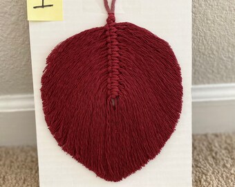 Macrame Feather | Wine Red Macrame | Select a Size | Home Decor | Wall Decor | Macrame Wall Decor Feather | Wine Red/Bergundy/Maroon