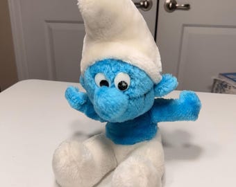 Vintage Schleich Smurf Plush 1980s Wallace Berrie Blue Cartoon Toy 11"