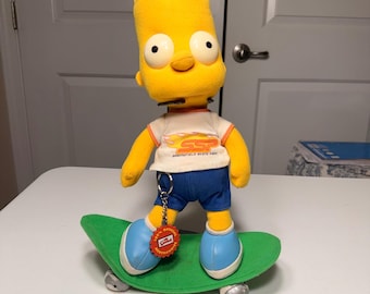 Vintage 2002 Bart Simpson Skateboard Plush Figure Springfield Skate Park 12"