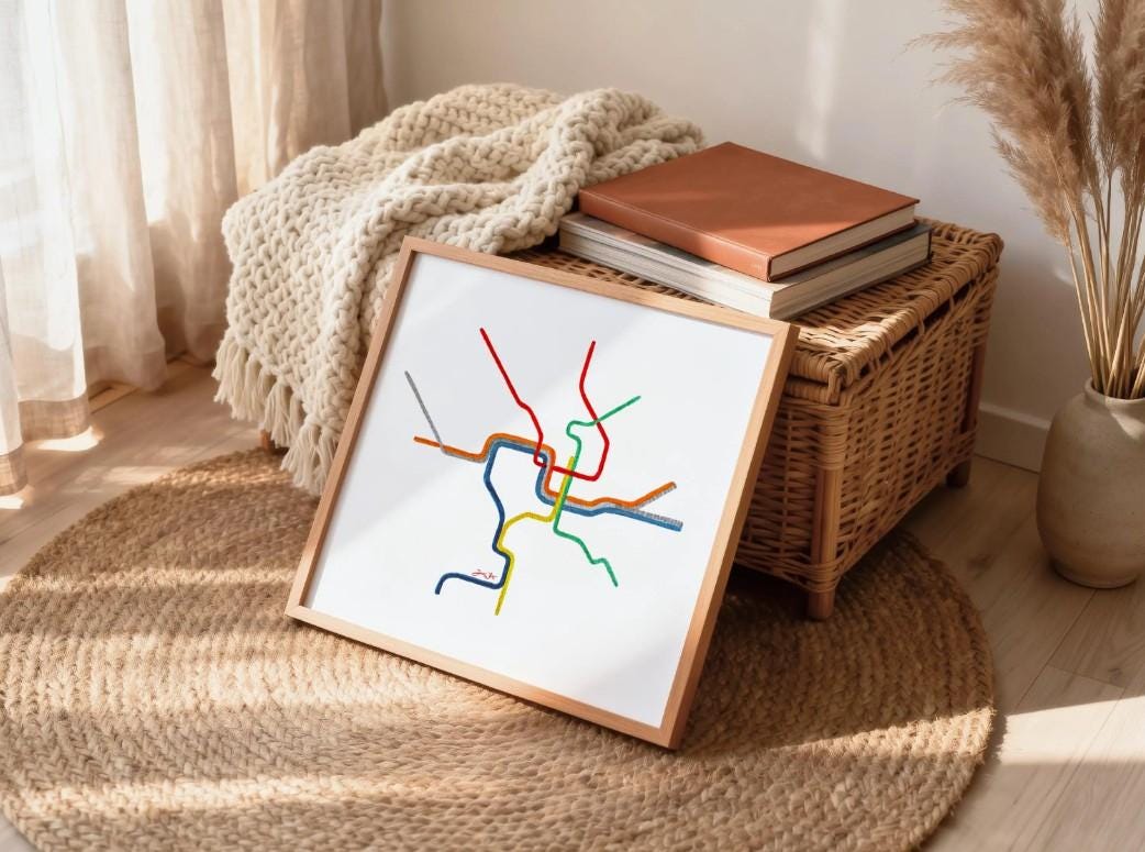 Washington DC Metro Map Painting Art Print District of Columbia - Etsy