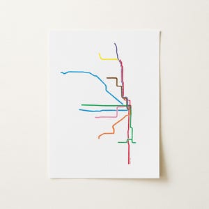 Chicago L Train Map Art Printable Digital Download