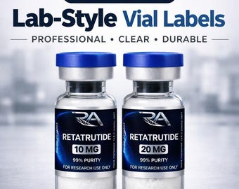 Etiquetas para viales de péptidos / Pegatinas para péptidos / Marca estilo laboratorio (Juego de 10)