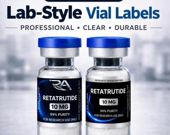Peptide Vial Labels | Peptide Stickers | Lab Style Branding (Set of 10)