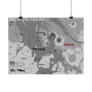 Oxia Planum Mars Map Poster Matte Horizontal | Scientific Planetary Map