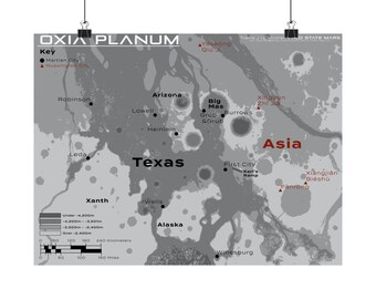 Oxia Planum Mars Map Poster Matte Horizontal | Scientific Planetary Map
