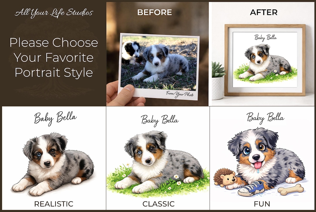 Custom Pet Portrait From Photo, Dog Portrait, Cat Portrait ...
