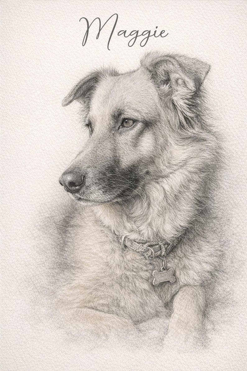 Pencil FINE ART Custom Pet Portrait Drawing | Dog Portrait From Photo ...