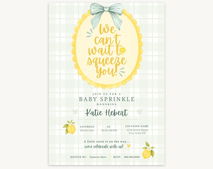 We Can’t Wait to Squeeze You Baby Sprinkle Invitation - Green