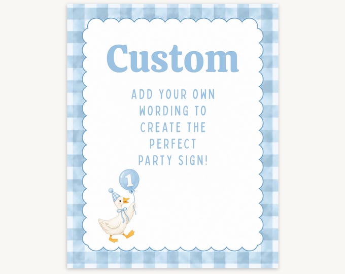 One Silly Goose First Birthday Party Sign – Blue