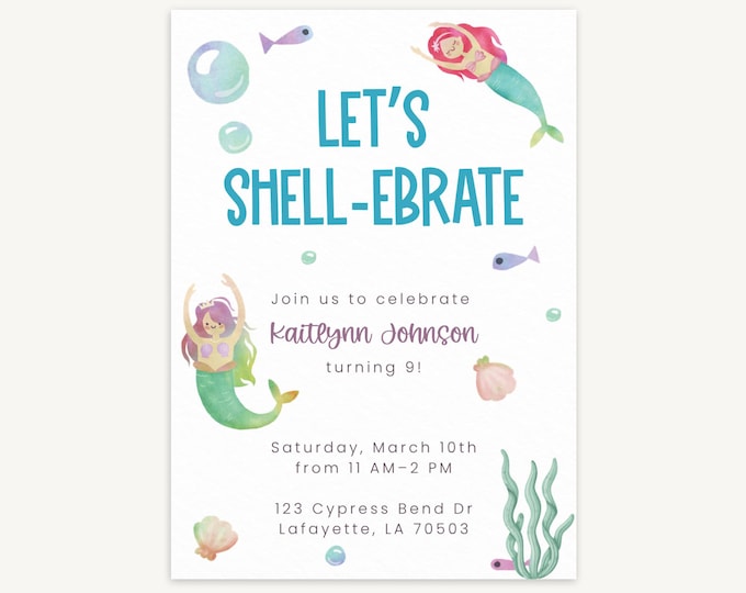 Let's Shell-ebrate Mermaid Invitation