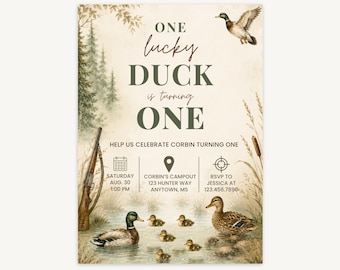 One Lucky Duck Birthday Invitation