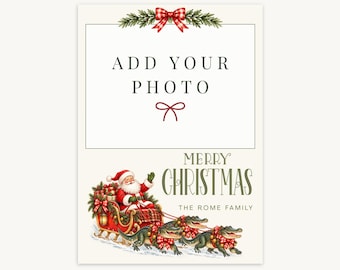 Cajun Christmas Photo Card - Santa & Alligators