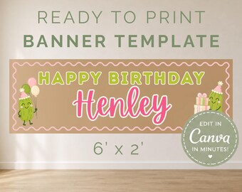 Two is a Big Dill Birthday Banner • Editable Canva Banner • Printable Party Decoration