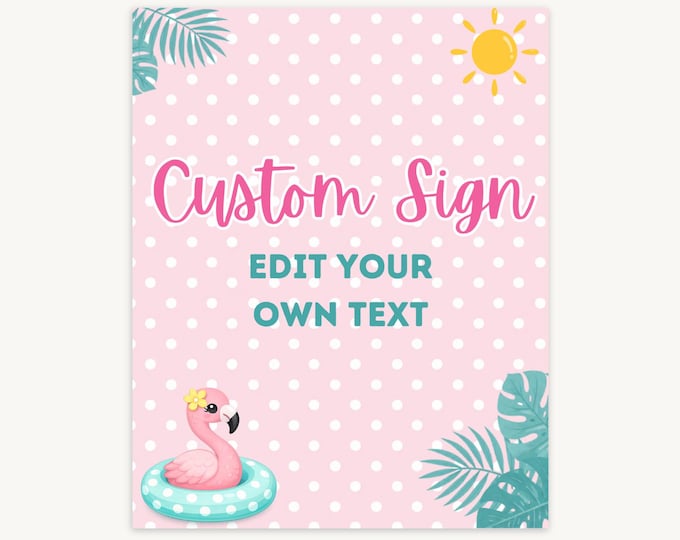 Flamingo Pool Party Birthday Table Sign