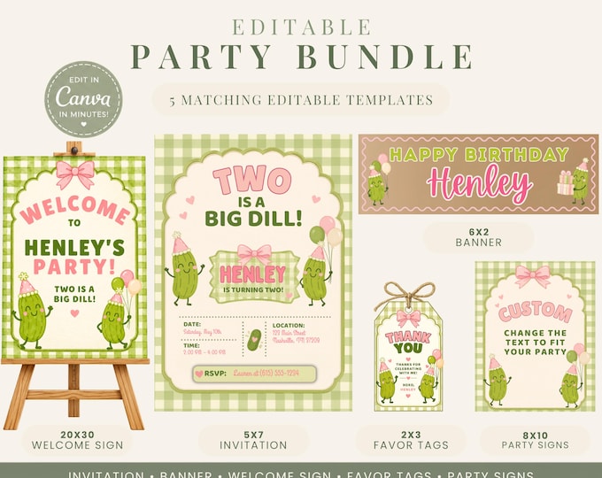 Two is a Big Dill Birthday Party Bundle
