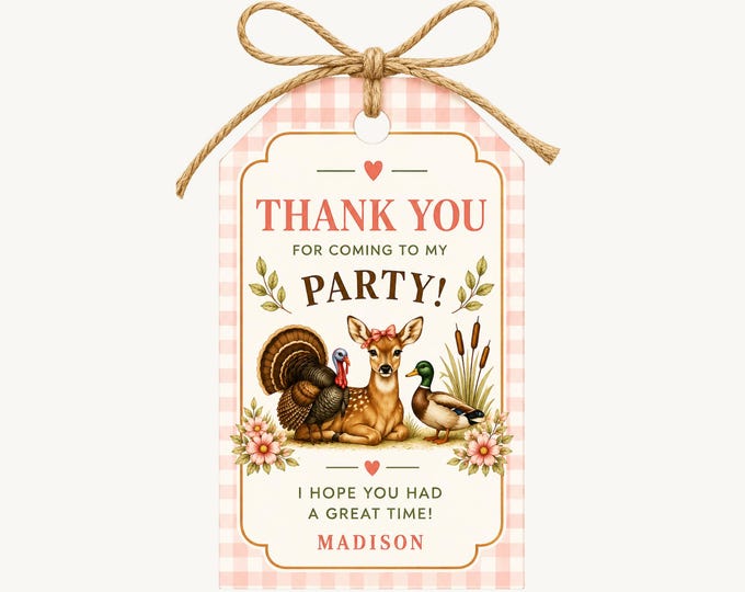 Calling All Party Animals Birthday Favor Tags - Pink