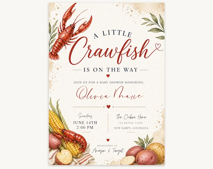 A Little Crawfish Baby Shower Invitation