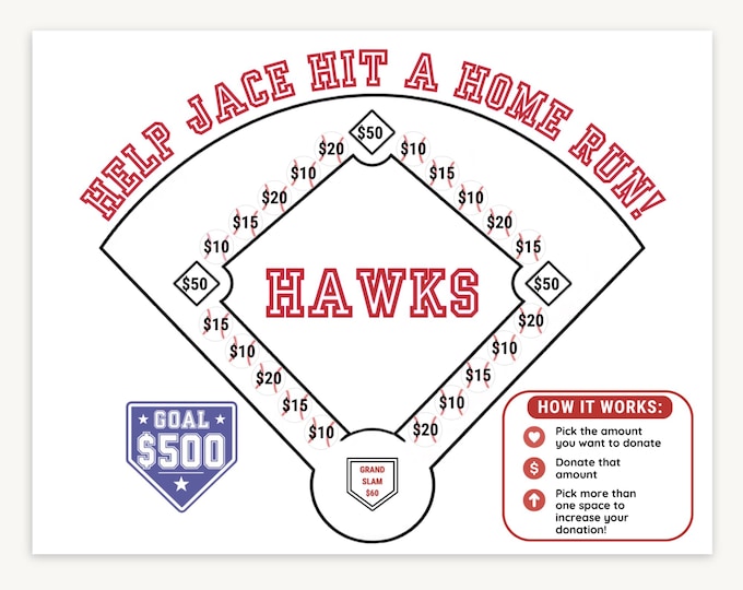 Baseball Fundraiser Donation Board
