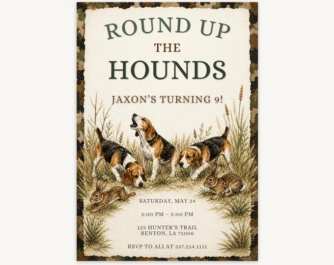 Round Up the Hounds Birthday Invitation