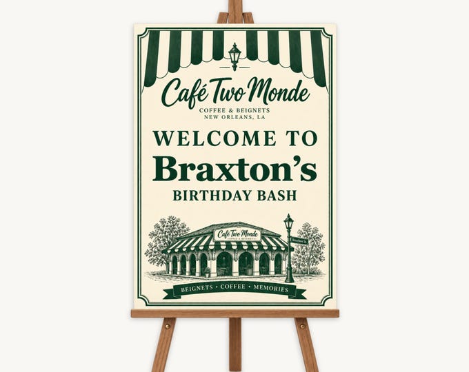 Cafe Two Monde Birthday Welcome Sign