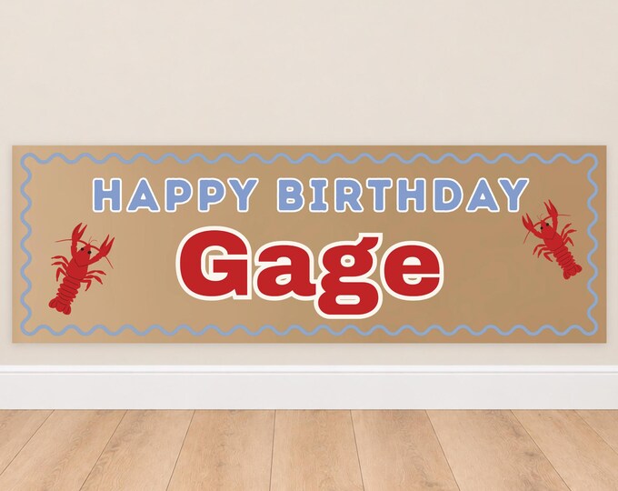 Crawfish Boil Birthday Banner - Blue
