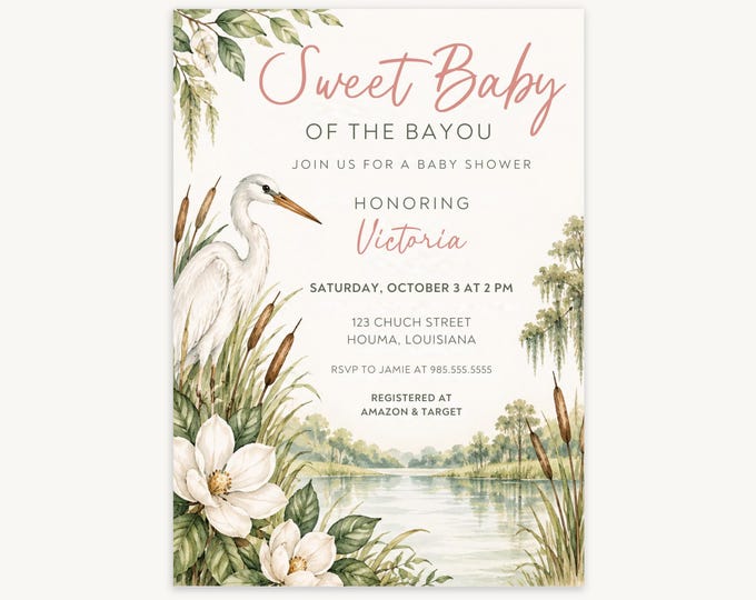 Sweet Baby of the Bayou Baby Shower Invitation