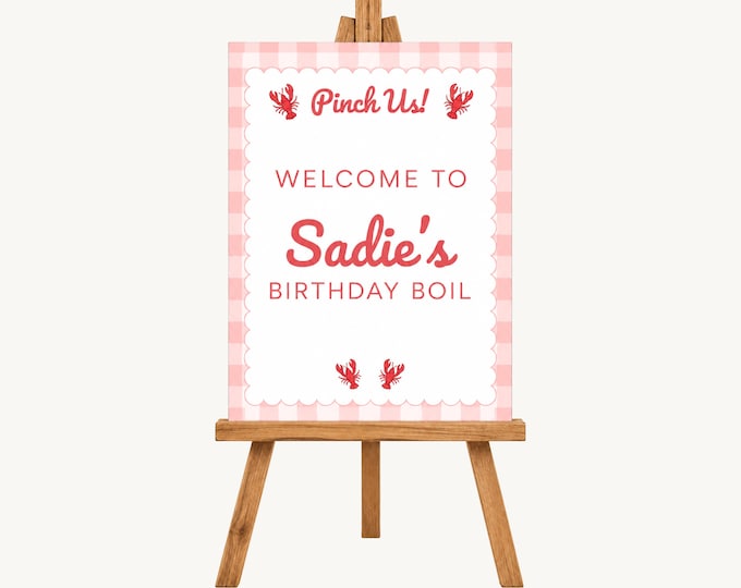 Crawfish Boil Birthday Welcome Sign - Pink