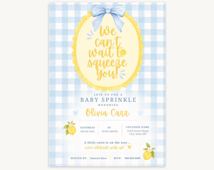 We Can’t Wait to Squeeze You Baby Sprinkle Invitation - Blue