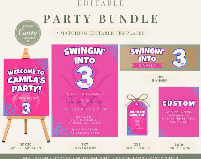 Swingin’ Into Three Birthday Party Bundle